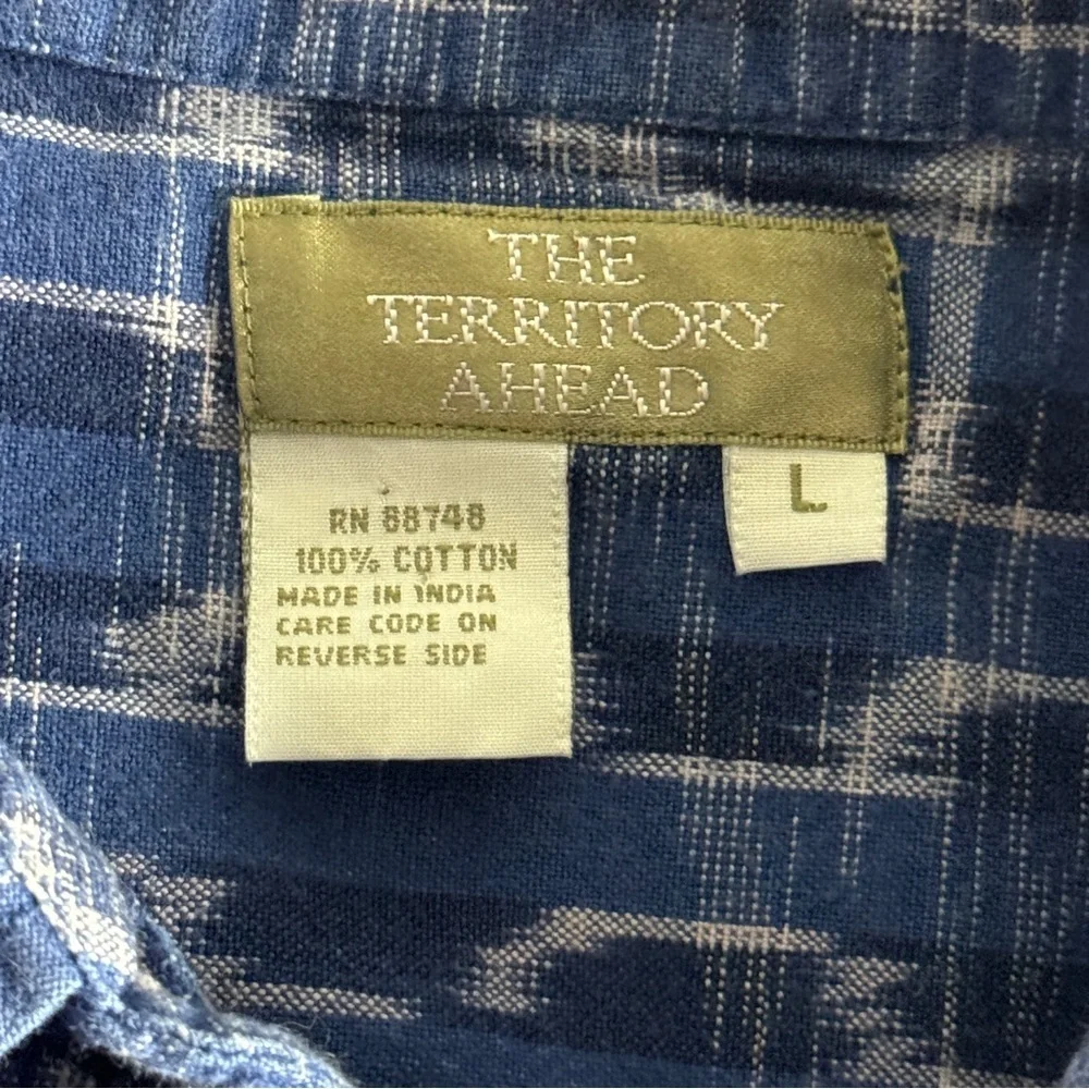 The Territory Ahead Blue Stripe Blouse - Size Large - 3/4 Sleeves - Picture 5 of 12